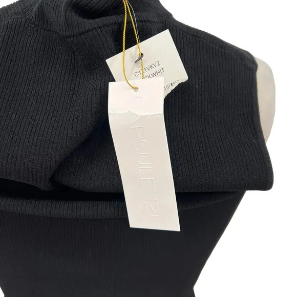 Capsule 121 The Star Vest Black Ribbed Knit Tank Top Zip Front Size Small - Picture 10 of 14